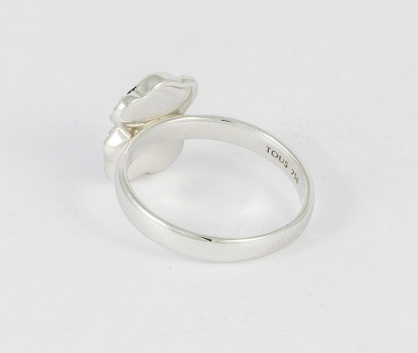 Anillo Tous en oro blanco 18k con brillantes y ónix - Mayka Jewels