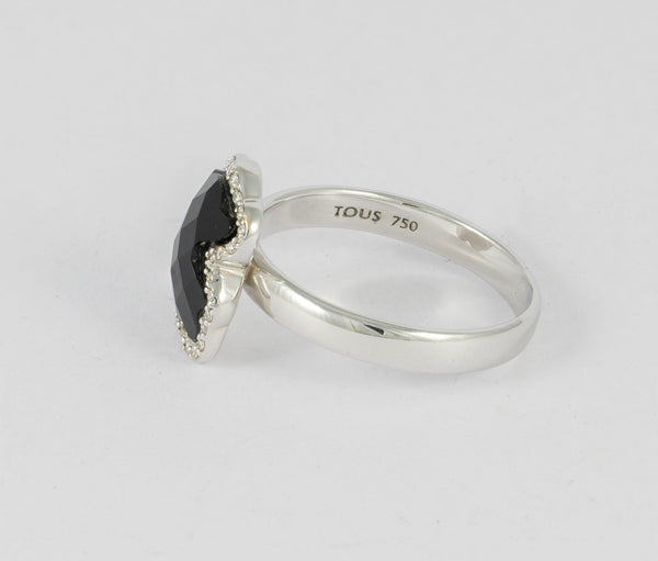 Anillo Tous en oro blanco 18k con brillantes y ónix - Mayka Jewels