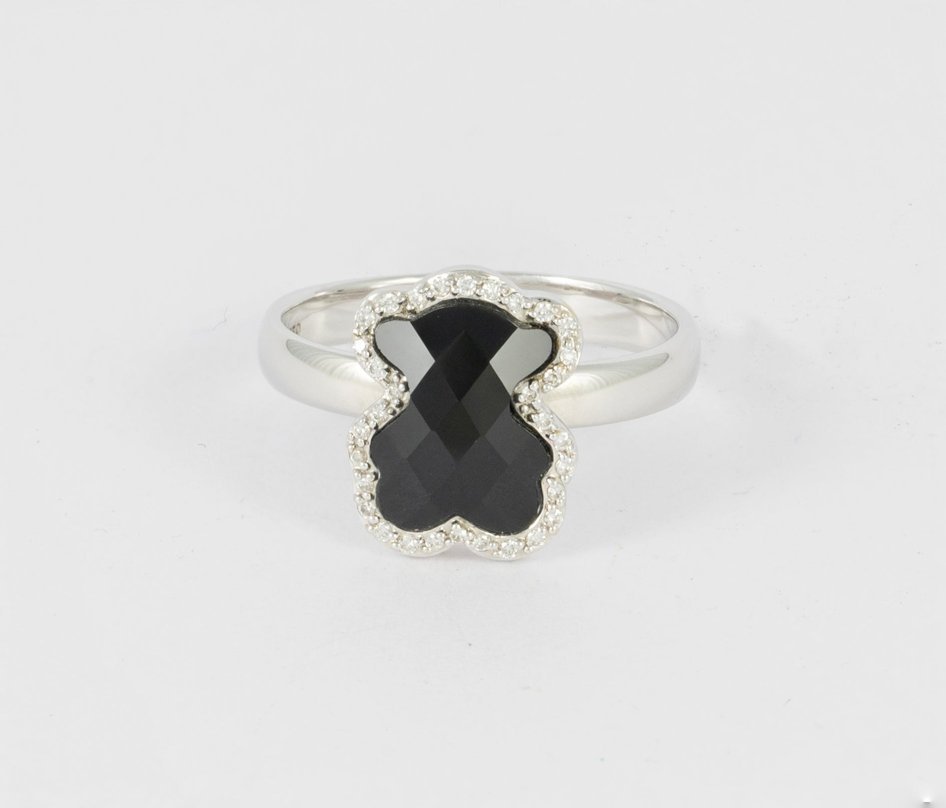 Anillo Tous en oro blanco 18k con brillantes y ónix - Mayka Jewels