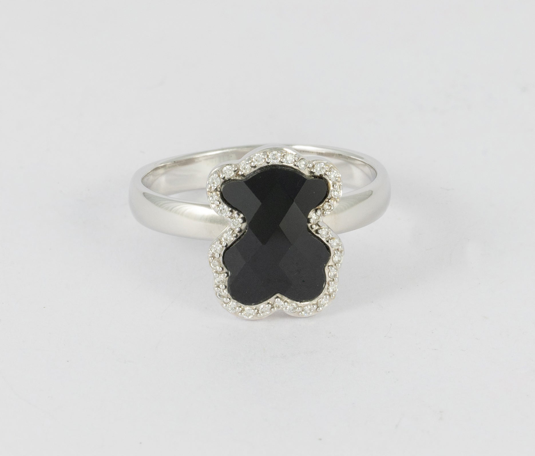 Anillo Tous en oro blanco 18k con brillantes y ónix - Mayka Jewels