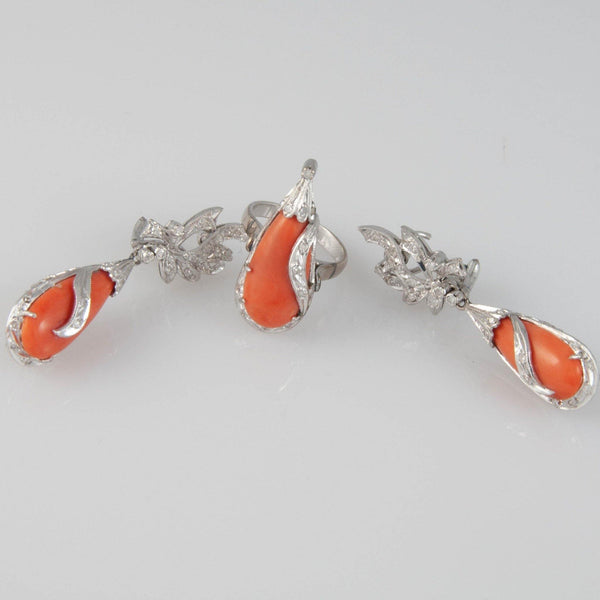 Anillo y pendientes antiguos de los años 40 en aleación de metales con estaño - Mayka Jewels