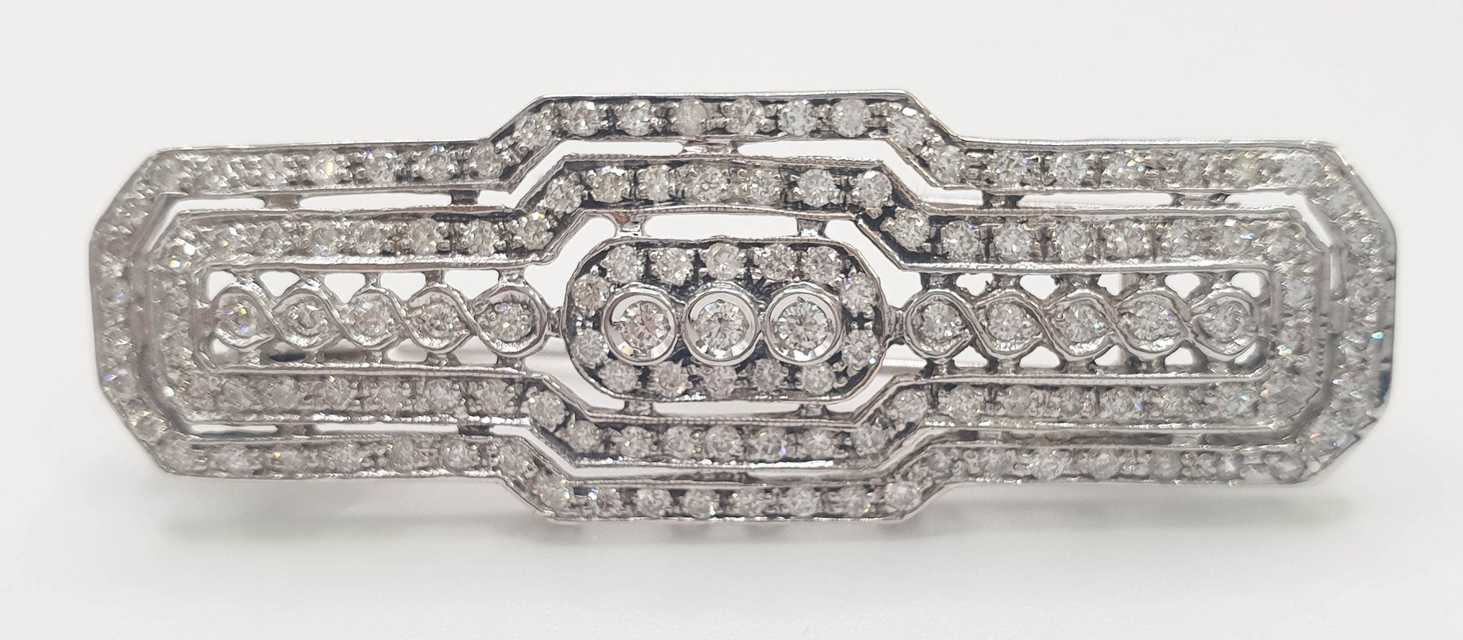 Broche años 30 en oro blanco 18k con diamantes - Mayka Jewels