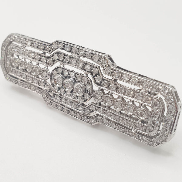 Broche años 30 en oro blanco 18k con diamantes - Mayka Jewels