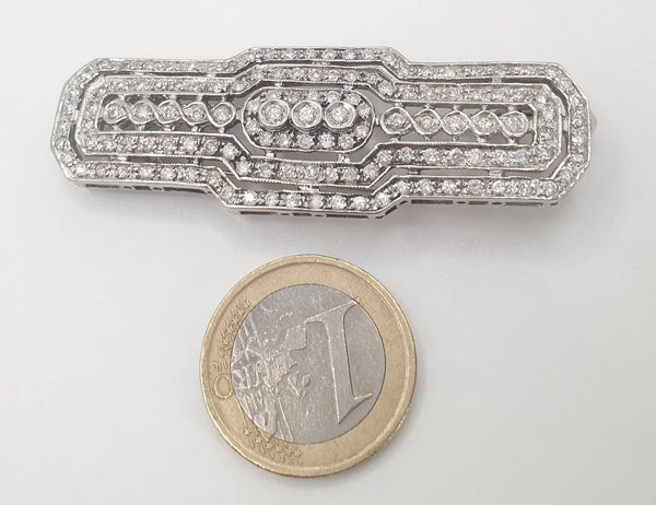 Broche años 30 en oro blanco 18k con diamantes - Mayka Jewels