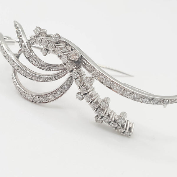 Broche años 40 en oro blanco 18k con diamantes 1.43 quilates - Mayka Jewels