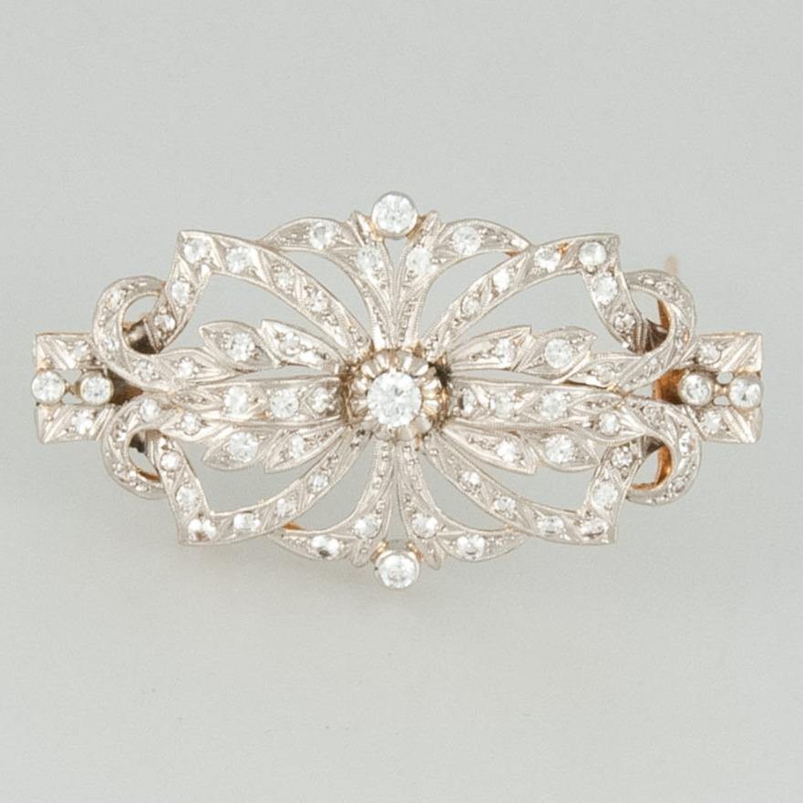 Broche antiguo en oro 18k con diamantes - Mayka Jewels