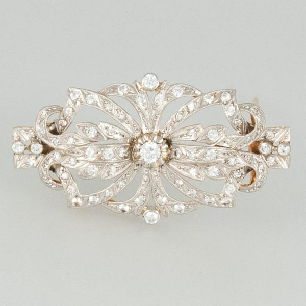 Broche antiguo en oro 18k con diamantes - Mayka Jewels