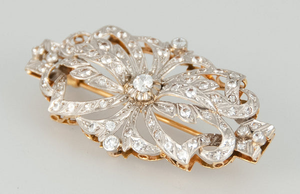 Broche antiguo en oro 18k con diamantes - Mayka Jewels