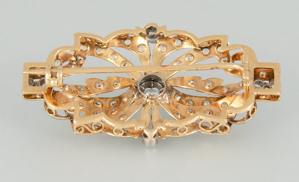Broche antiguo en oro 18k con diamantes - Mayka Jewels