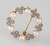 Broche antiguo en oro 18k con perlas naturales y diaman tes 0.40 quilates - Mayka Jewels