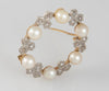 Broche antiguo en oro 18k con perlas naturales y diaman tes 0.40 quilates - Mayka Jewels