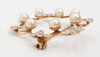 Broche antiguo en oro 18k con perlas y diamantes 0.21 quilates - Mayka Jewels