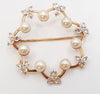 Broche antiguo en oro 18k con perlas y diamantes 0.21 quilates - Mayka Jewels