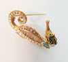 Broche antiguo en oro 19k con cuarzos y esmalte hecho a mano - Mayka Jewels