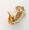 Broche antiguo en oro 19k con cuarzos y esmalte hecho a mano - Mayka Jewels