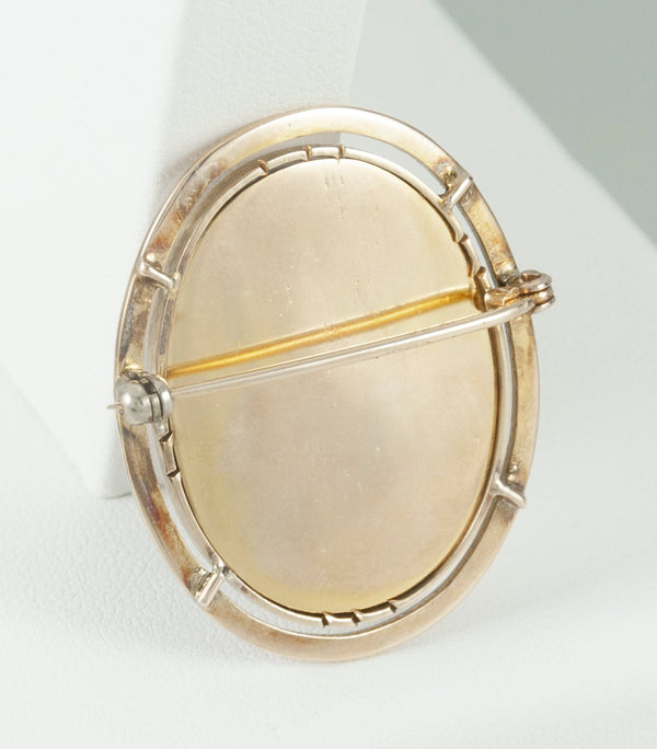 Broche antiguo en oro amarillo 14k y nácar - Mayka Jewels