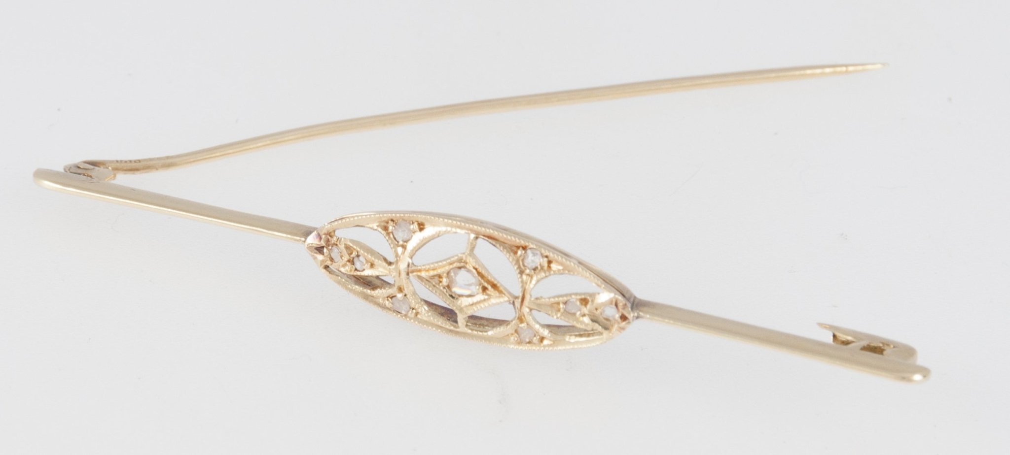 Broche antiguo en oro amarillo 18k y brillantes - Mayka Jewels