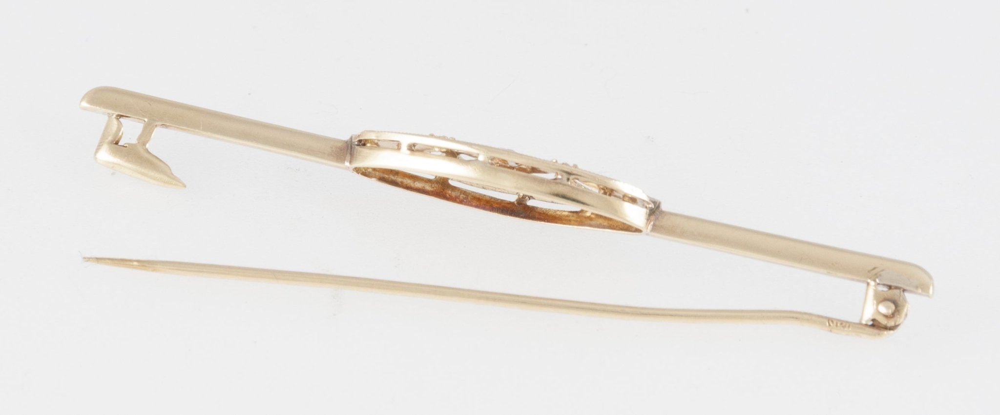 Broche antiguo en oro amarillo 18k y brillantes - Mayka Jewels