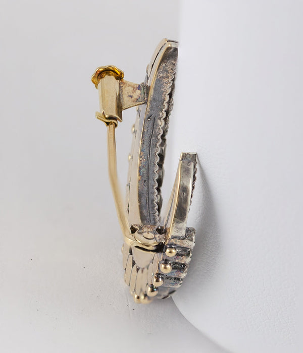 Broche antiguo en oro amarillo 18k y brillantes - Mayka Jewels