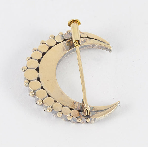 Broche antiguo en oro amarillo 18k y brillantes - Mayka Jewels