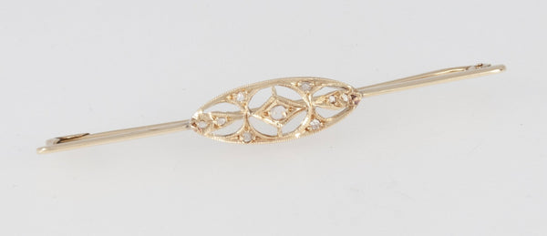 Broche antiguo en oro amarillo 18k y brillantes - Mayka Jewels