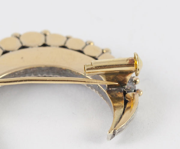 Broche antiguo en oro amarillo 18k y brillantes - Mayka Jewels