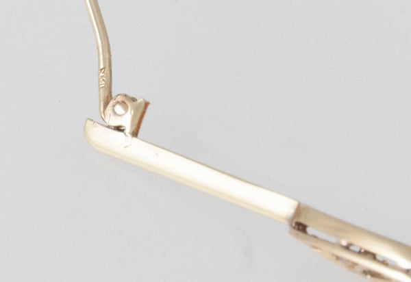 Broche antiguo en oro amarillo 18k y brillantes - Mayka Jewels