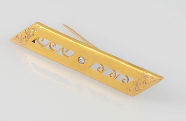 Broche antiguo en oro14k con brillante - Mayka Jewels