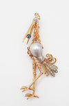 Broche antiguo hecho a mano en oro 18k con diamantes rubí y zafiro - Mayka Jewels