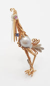 Broche antiguo hecho a mano en oro 18k con diamantes rubí y zafiro - Mayka Jewels