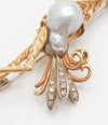 Broche antiguo hecho a mano en oro 18k con diamantes rubí y zafiro - Mayka Jewels