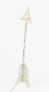 Broche flecha en oro blanco 18k con brillantes y esmeraldas - Mayka Jewels