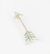 Broche flecha en oro blanco 18k con brillantes y esmeraldas - Mayka Jewels