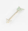 Broche flecha en oro blanco 18k con brillantes y esmeraldas - Mayka Jewels
