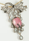 Broche pendentif antiguo en oro amarillo 18k y plata con brillantes y rodonita - Mayka Jewels