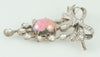 Broche pendentif antiguo en oro amarillo 18k y plata con brillantes y rodonita - Mayka Jewels
