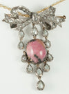 Broche pendentif antiguo en oro amarillo 18k y plata con brillantes y rodonita - Mayka Jewels