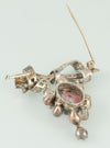 Broche pendentif antiguo en oro amarillo 18k y plata con brillantes y rodonita - Mayka Jewels