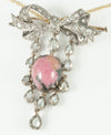 Broche pendentif antiguo en oro amarillo 18k y plata con brillantes y rodonita - Mayka Jewels