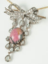 Broche pendentif antiguo en oro amarillo 18k y plata con brillantes y rodonita - Mayka Jewels