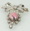Broche pendentif antiguo en oro amarillo 18k y plata con brillantes y rodonita - Mayka Jewels