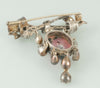 Broche pendentif antiguo en oro amarillo 18k y plata con brillantes y rodonita - Mayka Jewels