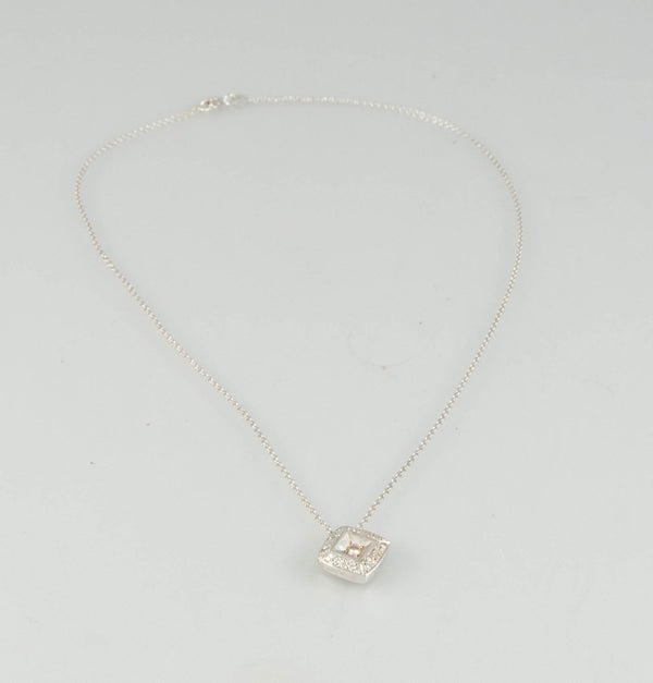 Cadena y colgante en oro blanco 18k con brillantes - Mayka Jewels