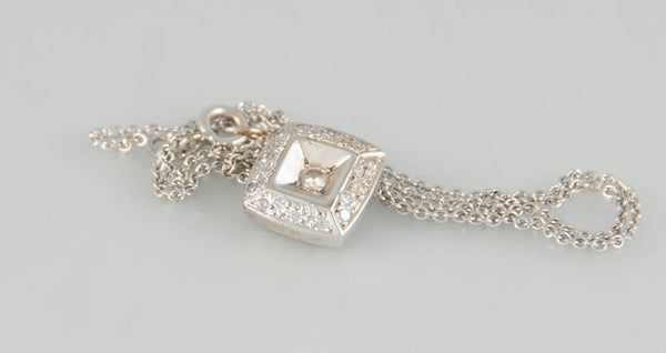 Cadena y colgante en oro blanco 18k con brillantes - Mayka Jewels
