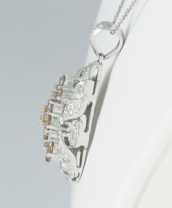 Cadena y colgante en oro blanco 18k y brillantes 3.5 ct House of R&D - Mayka Jewels