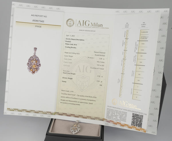 Cadena y colgante en oro blanco 18k y brillantes 3.5 ct House of R&D - Mayka Jewels