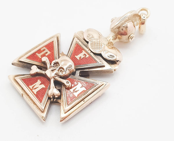 Colgante antiguo caballeros de Colón en oro 18k con rubíes diamantes y zafiros - Mayka Jewels
