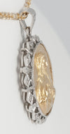 Colgante antiguo en oro amarillo y blanco 18k y brillantes - Mayka Jewels