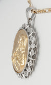 Colgante antiguo en oro amarillo y blanco 18k y brillantes - Mayka Jewels