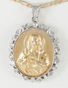 Colgante antiguo en oro amarillo y blanco 18k y brillantes - Mayka Jewels